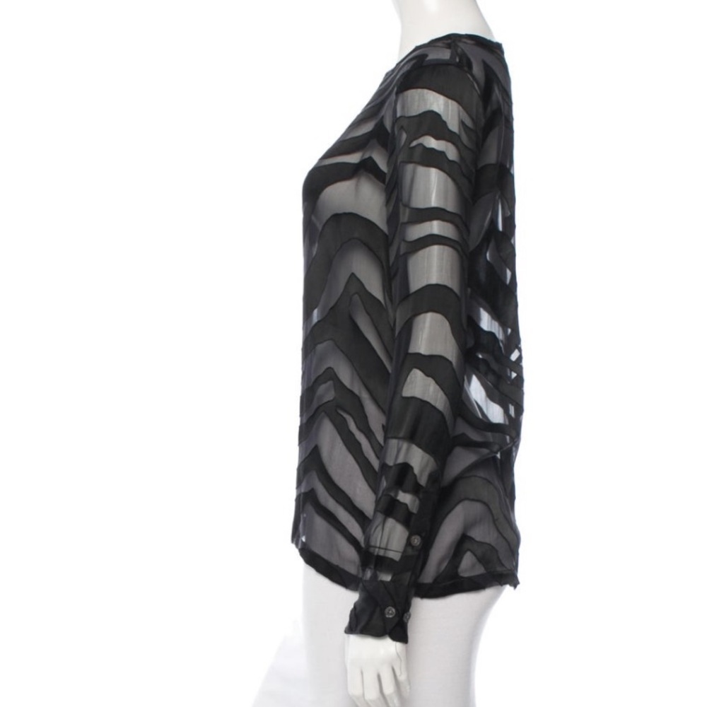 Equipment Sheer Top With Zebra Pattern Print Xs - image 2